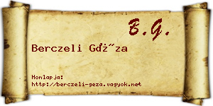 Berczeli Géza névjegykártya